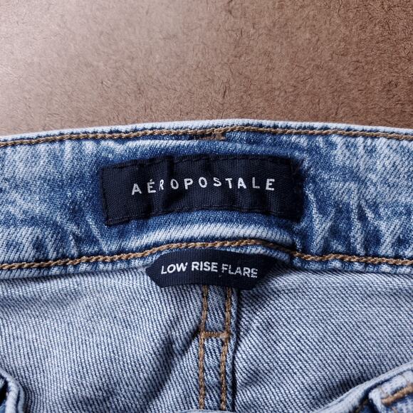 Aeropostale Low Rise Flare Jeans Women 6R Med Blue Distressed Boho Retro Hippie - Picture 3 of 11